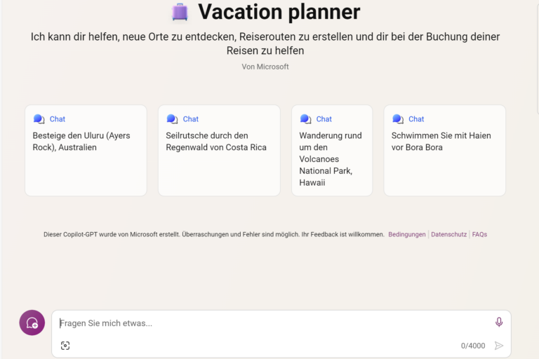 Vacation Planner Microsoft Copilot
